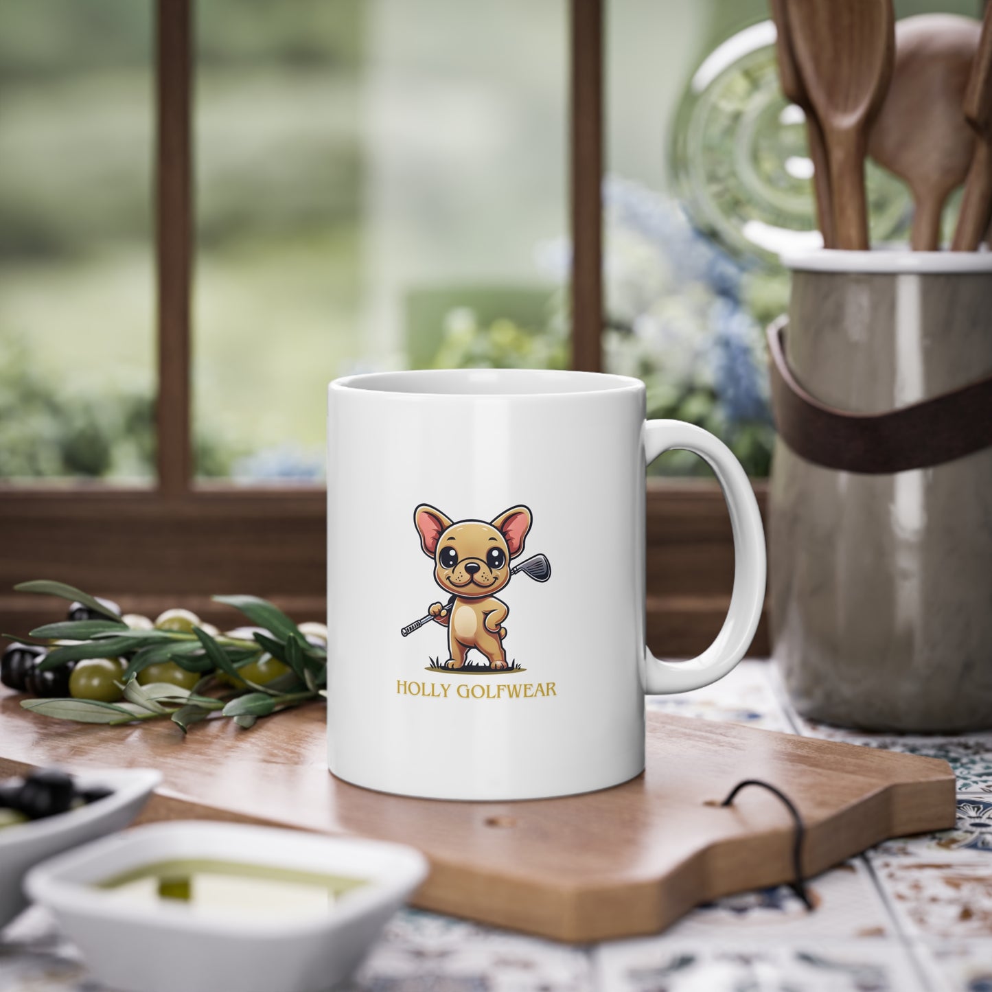 Kaffeetasse mit Logo "Holly Golfwear" + "Veni Vidi Birdie"