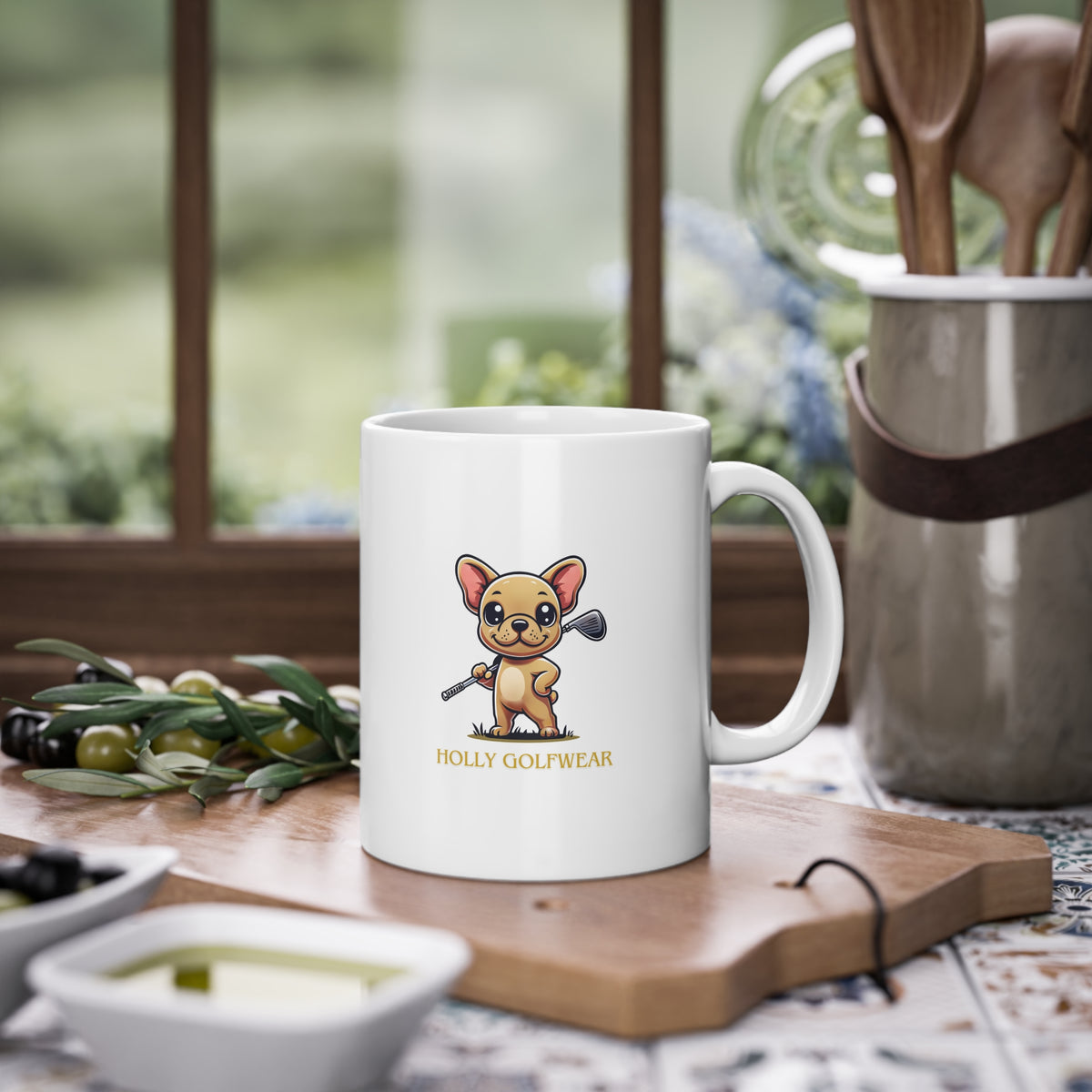 Kaffeetasse mit Logo "Holly Golfwear"
