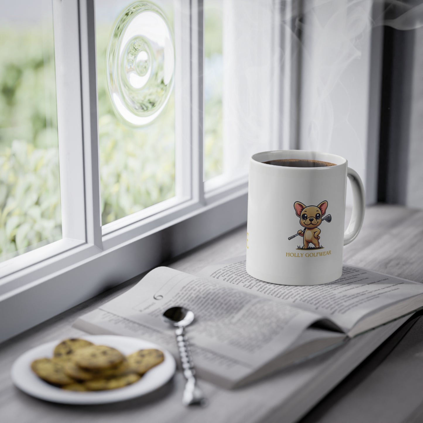 Kaffeetasse mit Logo "Holly Golfwear" + "Veni Vidi Birdie"