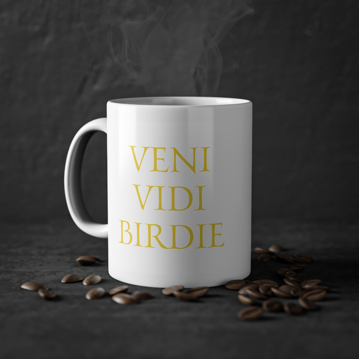 Kaffeetasse mit Logo "Holly Golfwear" + "Veni Vidi Birdie"